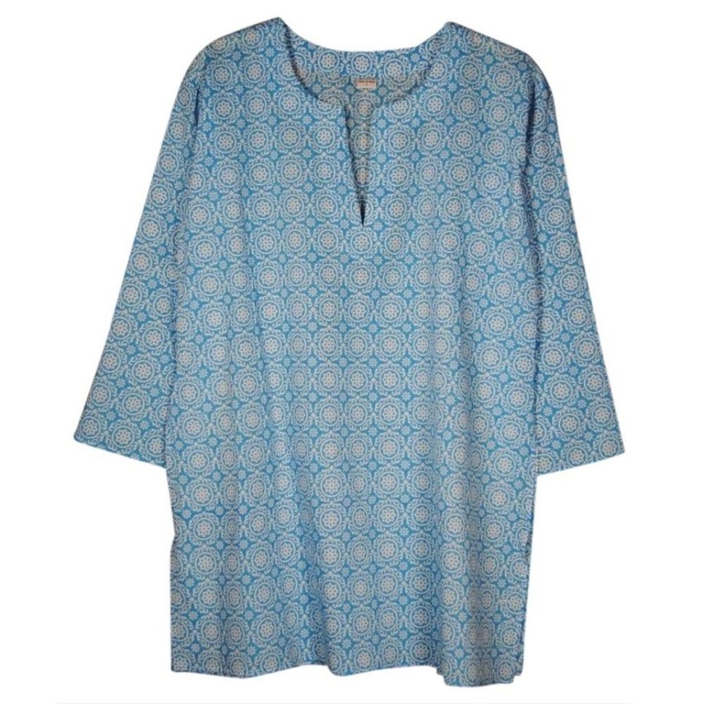 Tory Burch Style Print Cotton Tunic, Sky